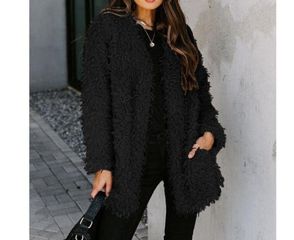 Fleece Fuzzy Faux Coats Oversized Outwear Jackets