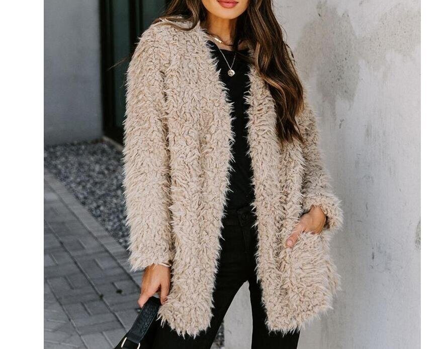 Fleece Fuzzy Faux Coats Oversized Outwear Jackets