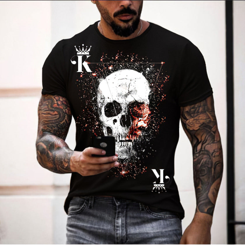 Download main imagesDownload variant imagesDownload description imagesSkull pattern men's t-shirt horror O-neck t-shirt summer fashion top boy clothing large size streetwear men's hip hop 3D shirt