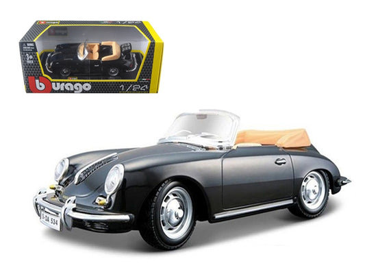 1961 Porsche 356 B Cabriolet Black 1/24 Diecast Model Car by Bburago