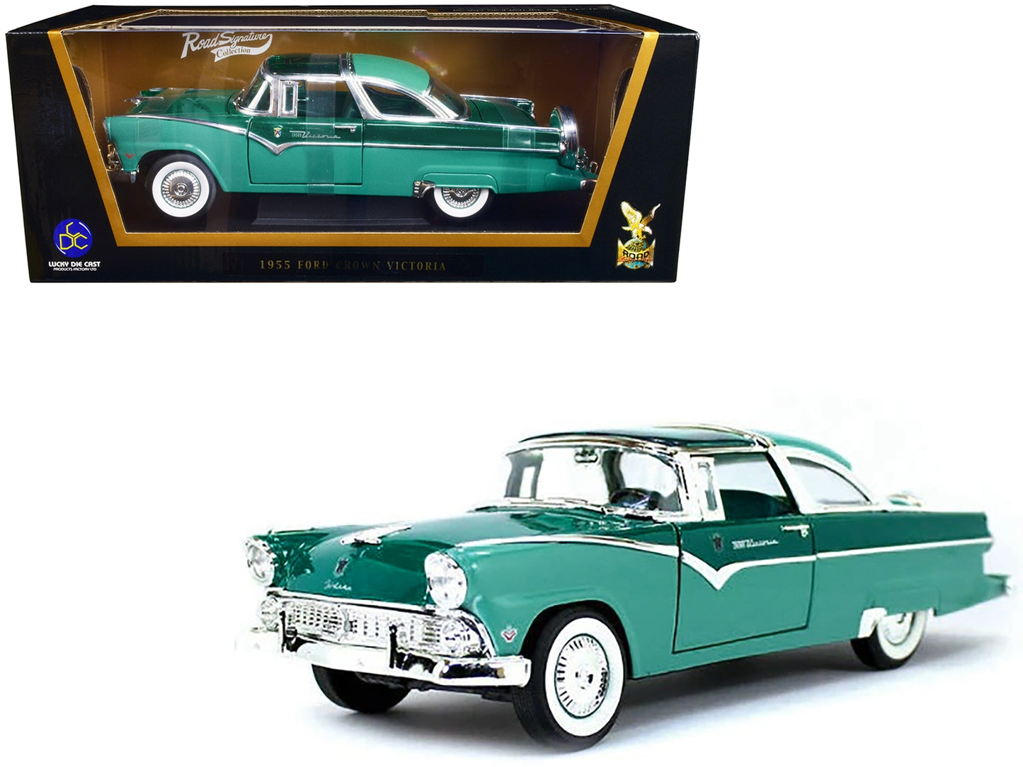 1955 Ford Fairlane Crown Victoria Green 1/18 Diecast Model Car by Road Signature