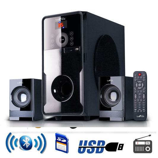 beFree Sound 2.1 Channel Surround Sound Bluetooth Speaker System